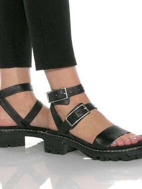 NEW rag & bone Black Chunky Buckle heel sandals 36.5  6 1/2 Shiloh